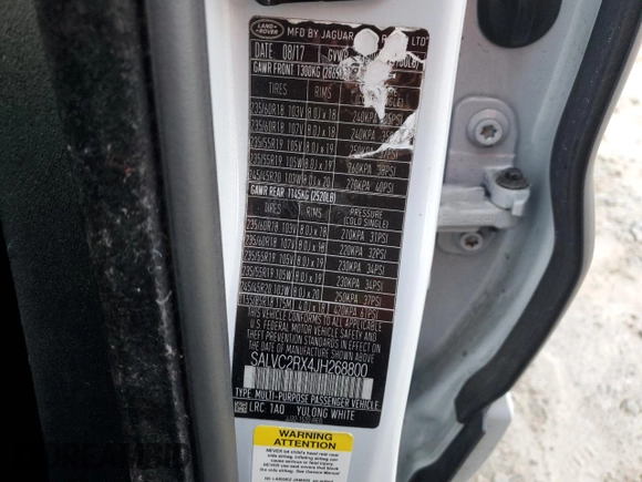 2018 Land Rover Range Rover Evoque SE Premium with VIN SALVC2RX4JH268800, listed as a Copart auction lot 87242024 with 91,708 mi miles and Salvage Title. Bid and sale history available at DreamBid. Image 13.