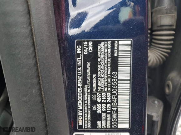 2015 Mercedes-Benz C-Class C 300 with VIN 55SWF4JB4FU065863, listed as a Copart auction lot 49887685 with 68,258 mi miles and Salvage Title. Bid and sale history available at carsss.com. Image 12.