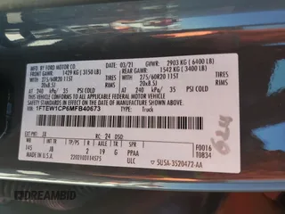 2021 Ford F-150 XL z VIN 1FTEW1CP6MFB40673, wystawiony jako Copart lot #49657215 z przebiegiem 54 083 mil mil oraz Nie do naprawy • Non repairable. Historia ofert i sprzedaży dostępna na DreamBid. Obrazek 15.