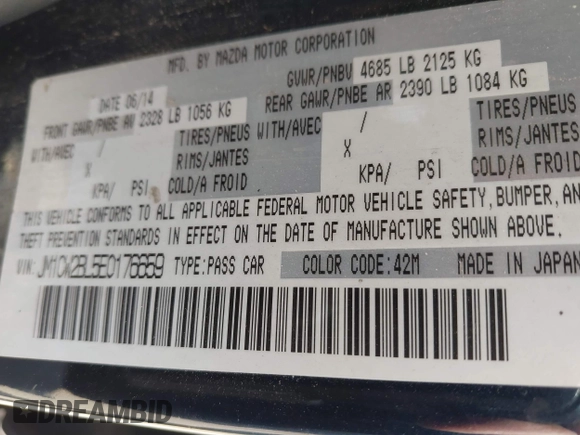 2014 Mazda Mazda5 Sport with VIN JM1CW2BL5E0176659, listed as a IAAI auction lot 41544945 with 102,691 mi miles. Bid and sale history available at carsss.com. Image 9.