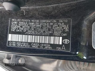 2010 Toyota Prius II with VIN JTDKN3DU5A5160372, listed as a IAAI auction lot 41901630 with 228,617 mi miles. Bid and sale history available at carsss.com. Image 9.