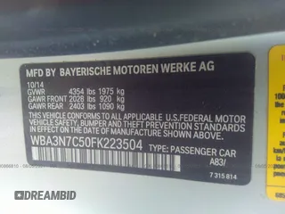 2015 BMW 4 Series 428i z VIN WBA3N7C50FK223504, wystawiony jako IAAI lot #39593317 z przebiegiem 64 668 mil mil oraz . Historia ofert i sprzedaży dostępna na DreamBid. Obrazek 9.