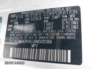 2021 Kia Sorento EX with VIN KNDRH4LG8M5035166, listed as a IAAI auction lot 42300560 with 24,754 mi miles and . Bid and sale history available at DreamBid. Image 9.