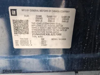 2020 Chevrolet Equinox LT with VIN 2GNAXVEX9L6217066, listed as a Copart auction lot 48004875 with 40,134 mi miles and Clean Title. Bid and sale history available at carsss.com. Image 13.