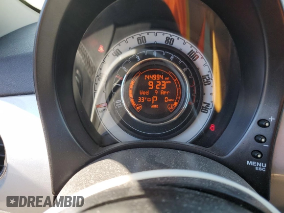 2012 FIAT 500 Pop with VIN 3C3CFFDR8CT330780, listed as a Copart auction lot 52148545 with 144,994 mi miles and Salvage title. Bid and sale history available at DreamBid. Image 9.