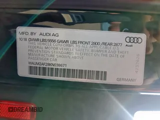 2019 Audi A6 Prestige with VIN WAUM2AF28KN038671, listed as a Copart auction lot 61748845 with 88,718 mi miles and Salvage title. Bid and sale history available at DreamBid. Image 13.