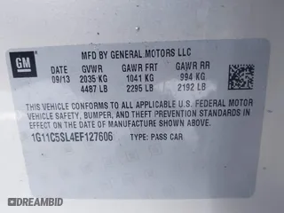 2014 Chevrolet Malibu LT with VIN 1G11C5SL4EF127606, listed as a IAAI auction lot 41822174 with 196,091 mi miles. Bid and sale history available at carsss.com. Image 9.