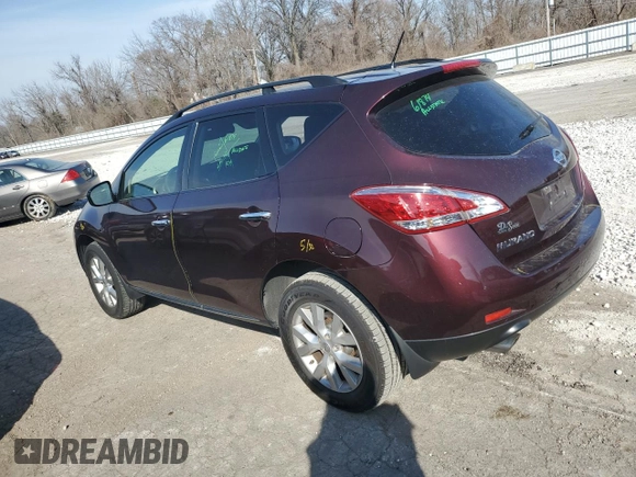 2014 Nissan Murano SV with VIN JN8AZ1MUXEW418975, listed as a Copart auction lot 44409704 with 100,336 mi miles and Salvage Title. Bid and sale history available at carsss.com. Image 2.