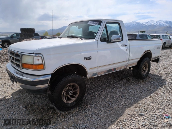 1996 Ford F-150 Special with VIN 1FTEF14N8TLB29817, listed as a Copart auction lot 52809335 with 293,859 mi miles and Salvage Title. Bid and sale history available at carsss.com. Image 1.