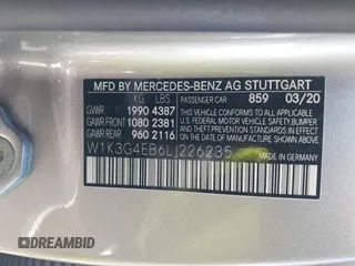 2020 Mercedes-Benz A 220 with VIN W1K3G4EB6LJ226235, listed as a IAAI auction lot 41825521 with Not Provided miles and . Bid and sale history available at DreamBid. Image 9.
