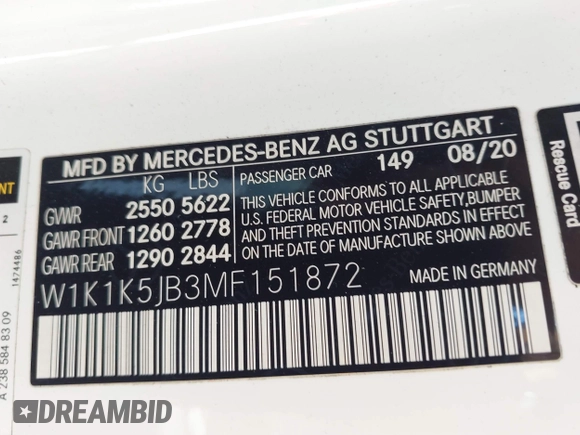 2021 Mercedes-Benz E 450 with VIN W1K1K5JB3MF151872, listed as a IAAI auction lot 42486743 with 65,139 mi miles and . Bid and sale history available at DreamBid. Image 9.