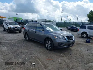 2018 Nissan Pathfinder SV with VIN 5N1DR2MM0JC655013, listed as a IAAI auction lot 42663098 with 64,778 mi miles and . Bid and sale history available at DreamBid. Image 1.