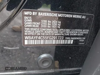 2015 BMW 7 Series 740Li xDrive with VIN WBAYF4C55FG291723, listed as a IAAI auction lot 42694382 with 101,140 mi miles and . Bid and sale history available at DreamBid. Image 9.