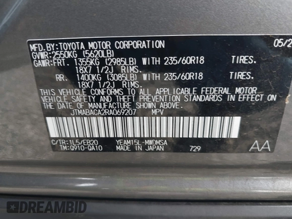 2024 Toyota bZ4X XLE z VIN JTMABACA2RA069207, wystawiony jako IAAI lot #41632667 z przebiegiem 7329 mil mil oraz . Historia ofert i sprzedaży dostępna na DreamBid. Obrazek 9.