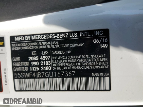 2016 Mercedes-Benz C 300 с VIN 55SWF4JB7GU167367, выставлен на аукционе Copart как лот 65421495 с пробегом 74 822 миль миль и Списание • Salvage title. История ставок и продаж доступна на DreamBid. Изображение 12.