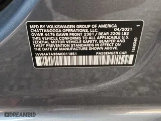 2021 Volkswagen Passat 2.0T S with VIN 1VWAA7A38MC011851, listed as a Copart auction lot 66627974 with 59,108 mi miles and Salvage Title. Bid and sale history available at carsss.com. Image 14.