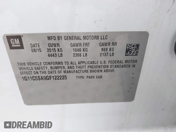 2016 Chevrolet Malibu Limited LT with VIN 1G11C5SA9GF122225, listed as a IAAI auction lot 41706737 with 138,846 mi miles. Bid and sale history available at carsss.com. Image 9.