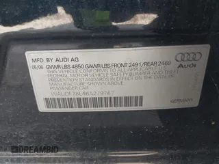 2006 Audi A4 2.0T z VIN WAUDF78E46A279767, wystawiony jako IAAI lot #42427129 z przebiegiem 145 821 mil mil oraz . Historia ofert i sprzedaży dostępna na DreamBid. Obrazek 9.
