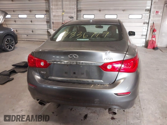 2015 Infiniti Q50 Premium with VIN JN1BV7AR6FM398836, listed as a IAAI auction lot 41836719 with 57,804 mi miles. Bid and sale history available at carsss.com. Image 15.