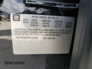 2015 Cadillac CTS Luxury RWD z VIN 1G6AR5S33F0142983, wystawiony jako Copart lot #44865865 z przebiegiem 78 275 mil mil oraz Szkoda całkowita • Salvage title. Historia ofert i sprzedaży dostępna na DreamBid. Obrazek 12.