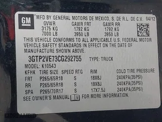 2012 GMC Sierra 1500 SLE with VIN 3GTP2VE73CG292755, listed as a IAAI auction lot 42055258 with 61,023 mi miles. Bid and sale history available at carsss.com. Image 9.