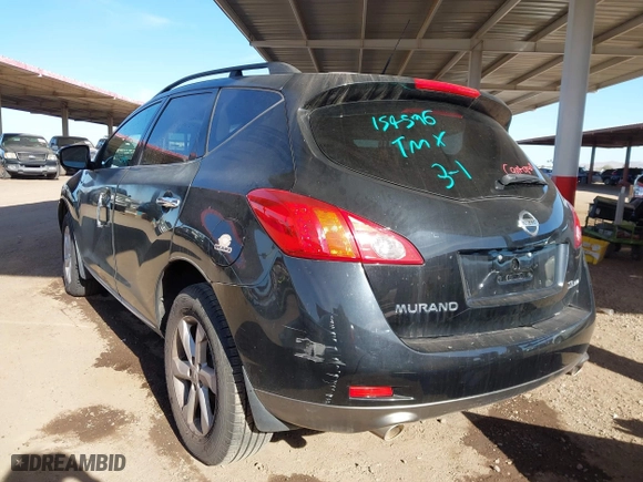 2009 Nissan Murano SL with VIN JN8AZ18W59W154596, listed as a IAAI auction lot 41713782 with 1 mi miles. Bid and sale history available at carsss.com. Image 3.