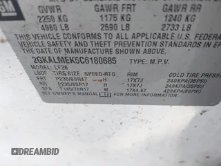 2012 GMC Terrain SLE-1 with VIN 2GKALMEK5C6180685, listed as a IAAI auction lot 40306518 with 197,678 mi miles and . Bid and sale history available at DreamBid. Image 9.