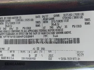 2017 Ford F-150 XL с VIN 1FTEW1EG9HFC02991, выставлен на аукционе IAAI как лот 42462898 с пробегом 106 168 миль миль и . История ставок и продаж доступна на DreamBid. Изображение 9.