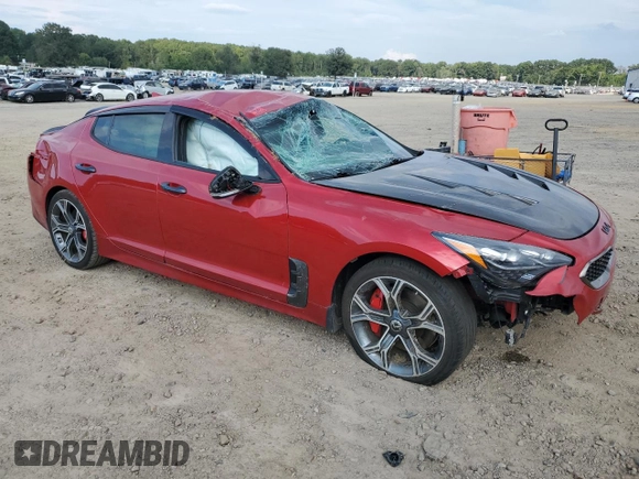 2020 Kia Stinger GT with VIN KNAE35LC4L6079560, listed as a Copart auction lot 72028704 with 50,434 mi miles and Salvage Title. Bid and sale history available at DreamBid. Image 4.