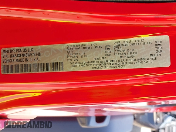 2025 Jeep Wrangler Rubicon with VIN 1C4PJXFN4SW573748, listed as a IAAI auction lot 42660183 with 763 mi miles and . Bid and sale history available at DreamBid. Image 9.