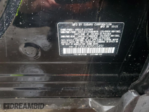 2023 Subaru Forester Special Sports with VIN JF2SKAJC6PH516491, listed as a Copart auction lot 55936455 with 17,802 mi miles and Salvage title. Bid and sale history available at DreamBid. Image 13.