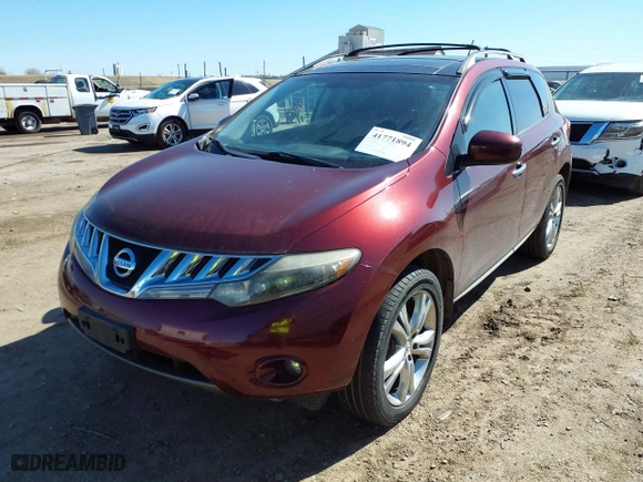 2009 Nissan Murano SL with VIN JN8AZ18W69W141842, listed as a IAAI auction lot 41771894 with 180,611 mi miles. Bid and sale history available at carsss.com. Image 2.