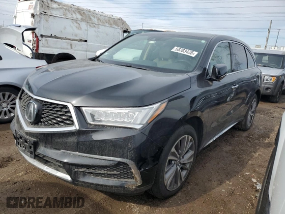2019 Acura MDX w/Technology Pkg with VIN 5J8YD4H57KL033577, listed as a Copart auction lot 50383435 with 49,834 mi miles and Salvage Title. Bid and sale history available at carsss.com. Image 1.