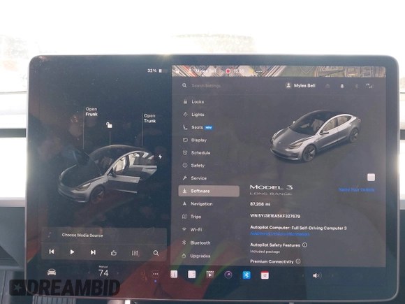 2019 Tesla Model 3 Mid Range with VIN 5YJ3E1EA5KF327679, listed as a IAAI auction lot 41804379 with 87,208 mi miles and . Bid and sale history available at DreamBid. Image 18.