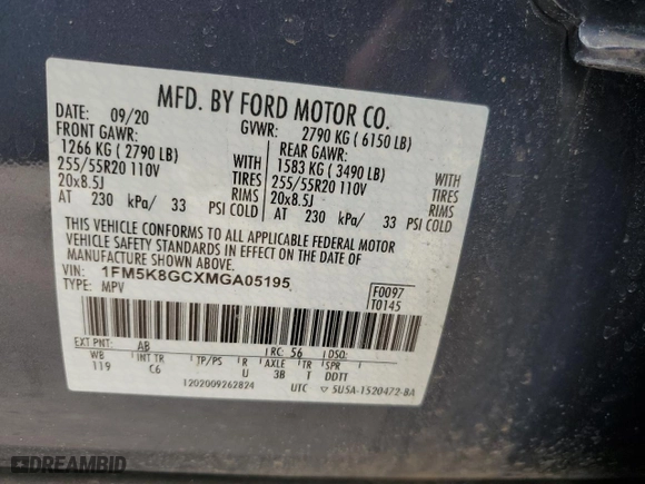 2021 Ford Explorer ST with VIN 1FM5K8GCXMGA05195, listed as a Copart auction lot 51015035 with 36,077 mi miles and Salvage Title. Bid and sale history available at carsss.com. Image 13.