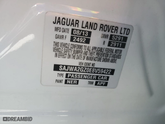 2014 Jaguar XJ with VIN SAJWA2GZ0E8V59422, listed as a Copart auction lot 74213414 with 96,314 mi miles and Non Repairable. Bid and sale history available at carsss.com. Image 13.
