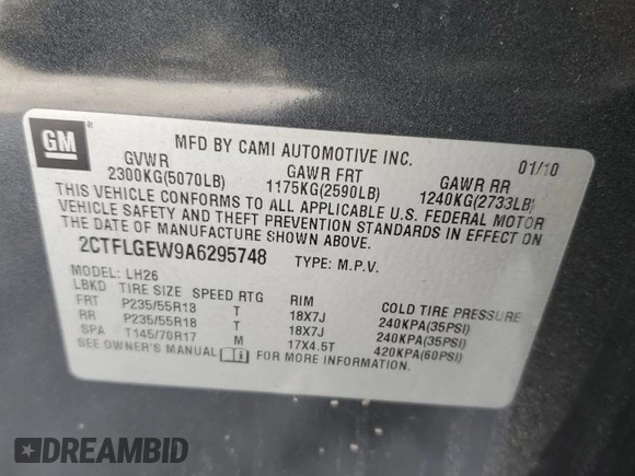2010 GMC Terrain SLT-1 z VIN 2CTFLGEW9A6295748, wystawiony jako Copart lot #89157505 z przebiegiem 104 726 mil mil oraz Szkoda całkowita • Salvage title. Historia ofert i sprzedaży dostępna na DreamBid. Obrazek 13.
