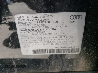 2016 Audi SQ5 Premium Plus with VIN WA1CCAFP2GA060116, listed as a Copart auction lot 57109153 with 25,158 mi miles. Bid and sale history available at carsss.com. Image 14.