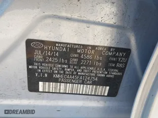 2015 Hyundai Sonata Hybrid Limited with VIN KMHEC4A45FA124754, listed as a IAAI auction lot 41875502 with 138,408 mi miles. Bid and sale history available at carsss.com. Image 9.