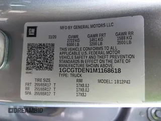 2021 Chevrolet Colorado 4WD Z71 z VIN 1GCGTDEN1M1168618, wystawiony jako IAAI lot #41683565 z przebiegiem 57 697 mil mil oraz . Historia ofert i sprzedaży dostępna na DreamBid. Obrazek 9.