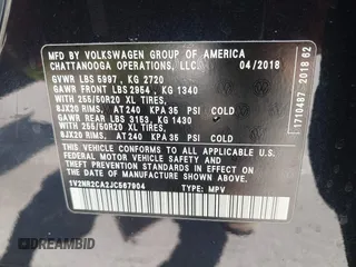 2018 Volkswagen Atlas SEL Premium with VIN 1V2NR2CA2JC567904, listed as a IAAI auction lot 42405371 with 113,662 mi miles and . Bid and sale history available at DreamBid. Image 9.