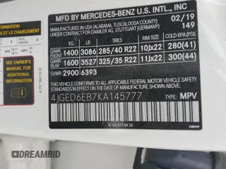 2019 Mercedes-Benz GLE 43 AMG with VIN 4JGED6EB7KA145777, listed as a Copart auction lot 47424505 with 73,487 mi miles and Salvage title. Bid and sale history available at DreamBid. Image 14.