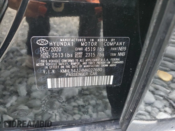 2021 Hyundai Sonata Hybrid Limited with VIN KMHL54JJ4MA027680, listed as a Copart auction lot 71455163 with 28,941 mi miles. Bid and sale history available at carsss.com. Image 13.