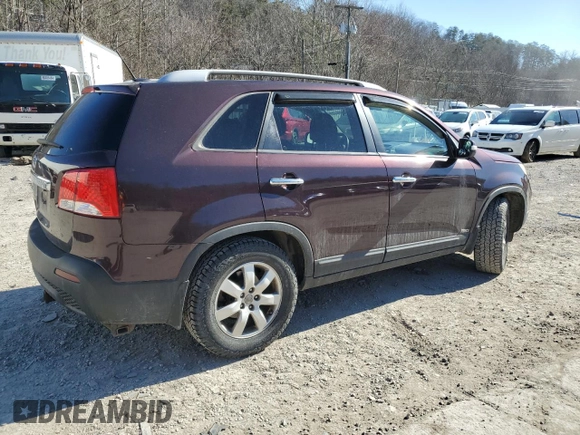 2012 Kia Sorento LX with VIN 5XYKTCA63CG190203, listed as a Copart auction lot 45927715 with 106,157 mi miles and Salvage Title. Bid and sale history available at DreamBid. Image 3.