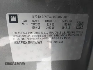 2017 Cadillac CTS RWD with VIN 1G6AP5SX7H0153593, listed as a IAAI auction lot 41627882 with 113,758 mi miles and . Bid and sale history available at DreamBid. Image 9.