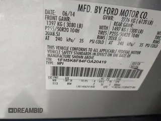 2015 Ford Explorer Limited with VIN 1FM5K8F84FGA20419, listed as a IAAI auction lot 41897990 with 230,160 mi miles and . Bid and sale history available at DreamBid. Image 9.