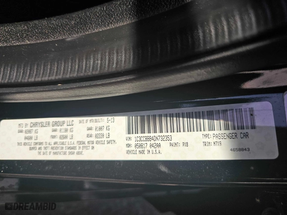 2013 Chrysler 200 Touring with VIN 1C3CCBBB4DN732353, listed as a Copart auction lot 86931194 with 129,020 mi miles and Clean Title. Bid and sale history available at carsss.com. Image 10.