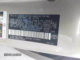 2009 Toyota Camry z VIN 4T1BE46K59U266948, wystawiony jako IAAI lot #42422274 z przebiegiem 206 171 mil mil oraz . Historia ofert i sprzedaży dostępna na DreamBid. Obrazek 9.