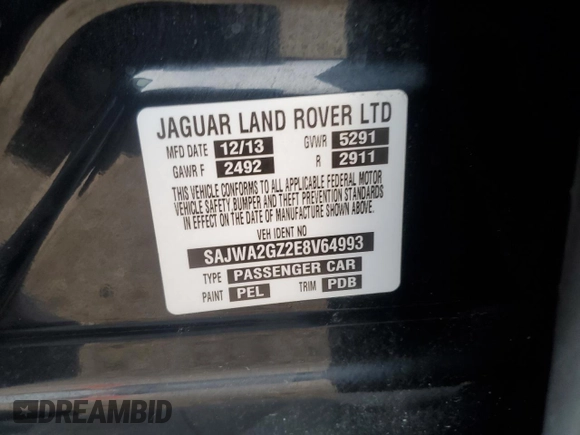 2014 Jaguar XJ Portfolio z VIN SAJWA2GZ2E8V64993, wystawiony jako Copart lot #88774965 z przebiegiem Nie podano mil oraz Szkoda całkowita • Salvage title. Historia ofert i sprzedaży dostępna na DreamBid. Obrazek 12.