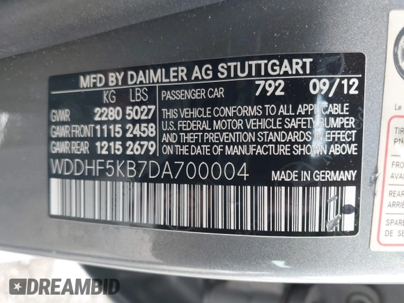 2013 Mercedes-Benz E 350 Luxury with VIN WDDHF5KB7DA700004, listed as a IAAI auction lot 42174241 with 146,541 mi miles and . Bid and sale history available at DreamBid. Image 9.